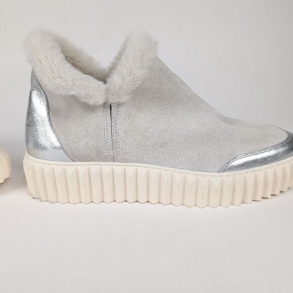 NEW Voile Blanche White Silver LUSH platform boot suede synthetic fur US 10.5/11 - Picture 14 of 15